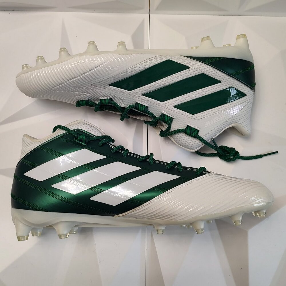 Adidas Mens Football Cleats 16 White Green Shoe Lacrosse Freak Carbon Mid